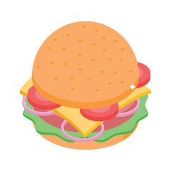 A trendy isometric icon of juicy burger, easy to edit