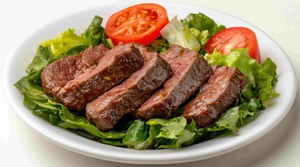 Fresh Grilled Steak Slices on a Bed of Crisp Green Salad