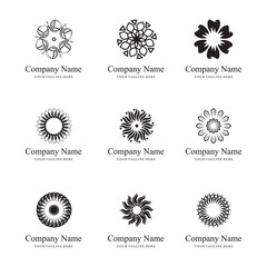 Minimalistic Black and White Circular Floral Logos for Branding and Design