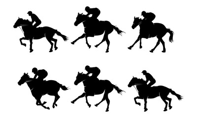 Silhouettes of Horse Riders in Dynamic Racing Poses