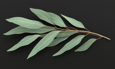 Obraz premium Eucalyptus branch, grey background, nature, botanical, design