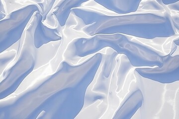Obraz premium Soft, flowing, light-blue-toned white fabric drapes in a luxurious, smooth texture