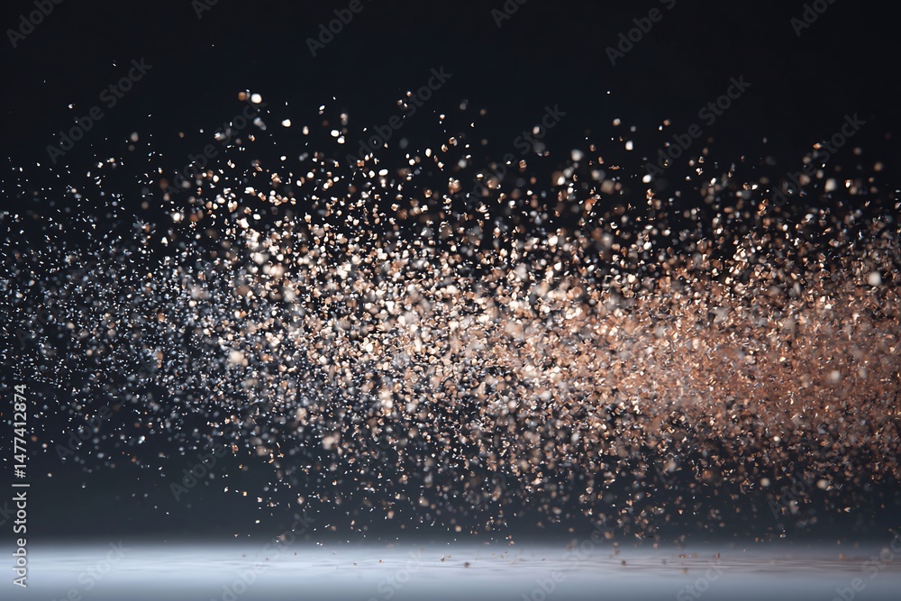 Aufkleber abstract shimmering dust cloud of golden particles floating in a dark space