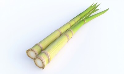 Fototapeta premium Fresh bamboo shoots on white background, healthy food concept