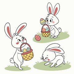 Obraz premium Variety Easter rabbits set vector image (35).eps