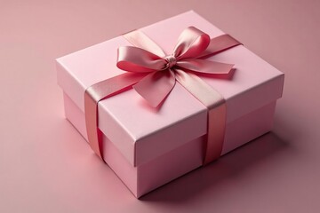 Obraz premium Elegant gift box tied with ribbon, perfect for Mother's Day Flowers and chocolates subtly visible , detail, texture