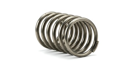 Metal Compression Spring Isolated on White Background Illustrating Mechanical Resistance Elasticity and Engineering Solution for Shock Absorption Industrial Material Components and Manufacturing