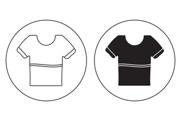 T-shirt icon set. Unisex apparel vector symbol in black filled and outlined style. EPS 10.