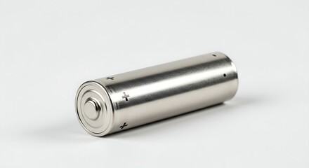 Silver AA Battery for Portable Power Isolated on White Background Single Cell Dry Battery Energy Source Photo for Electronics Industry and Recycling