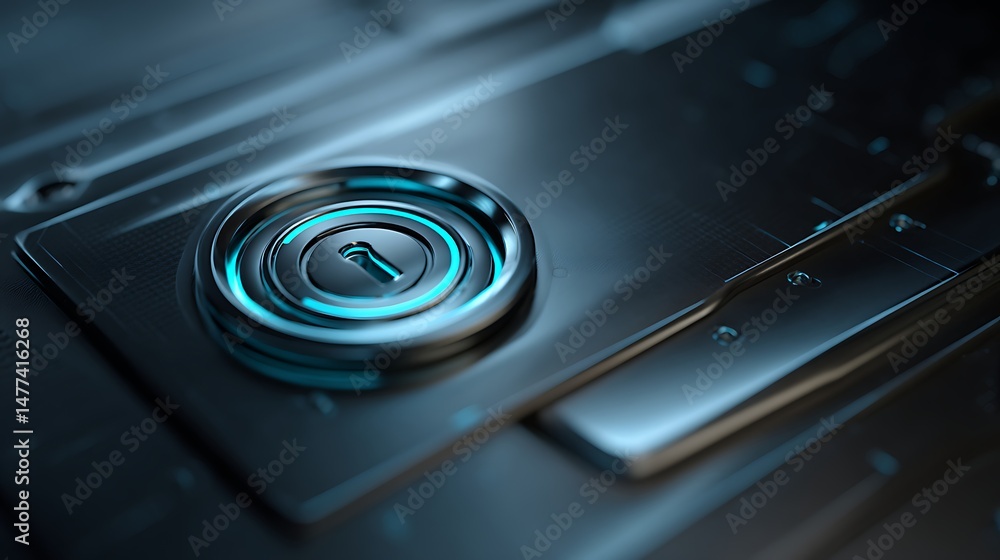 Poster lock symbol, futuristic folder system smart lock