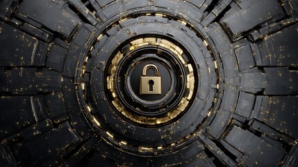 Fototapeta premium Lock symbol, futuristic folder system smart lock