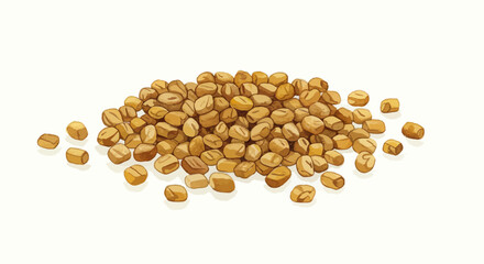 A Delicate Watercolor Illustration Portrays A Cluster Of Fenugreek Seeds In Warm Earthy Tones Creating A Natural And Organic Feel With Soft Shadows And Intricate Detail On A White Surface