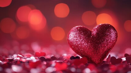 Happy Valentines Day card, background for celebration. A dynamic display of red hearts on a rich red background with sparkling elements.