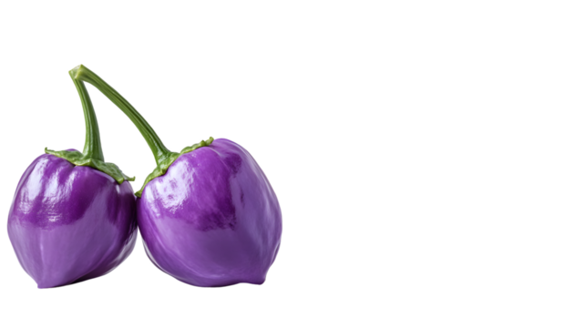Vibrant Close-Up Image of Fresh Purple Bell Peppers with Copy Space