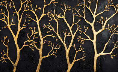 &nbsp;embossed gold leaf on black paper