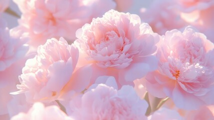 Obraz premium A close-up of soft pink peonies with a dreamy, blurred background.