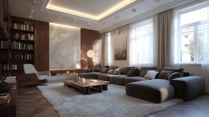 Fototapeta premium Interior design composition in a modern living room