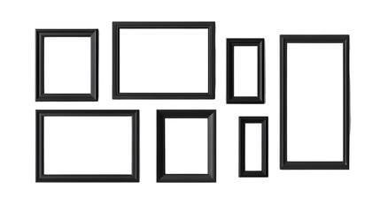 Professional Black Border Frame Mockup Set on White Background