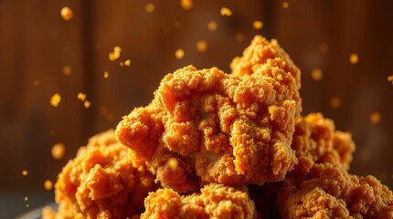 Golden fried food displayed with vibrant colors and delicious crispy texture against soft background