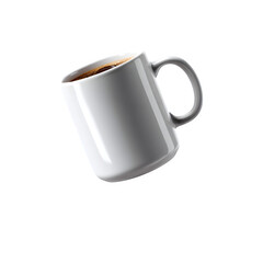 coffee mug, floating above surface, on transparent background, realistic product mockup, high-resolution, no shadows, studio lighting, isolated, photorealistic