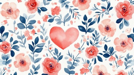 A pattern of various watercolor hearts in shades of red on a white background.