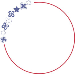 Decorative USA flag frame, Patriotic round border with empty space for text, 4th of july wreath with American flag