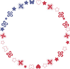 Decorative USA flag border, Patriotic round frame with empty space for text, 4th of july wreath