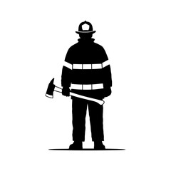 Vector silhouette of a firefighter in his uniform