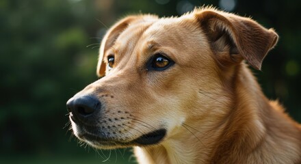 Dog Looking Away Portrait Outdoors in Sunlight