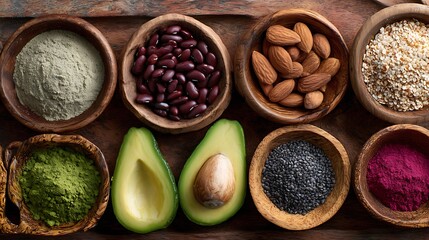 Health and wellness, related food, superfoods, organic food, vegan food