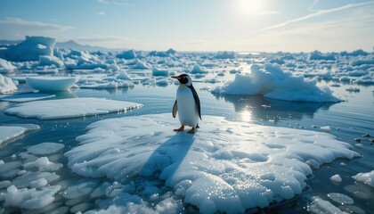 Majestic Emperor Penguin on Antarctic Ice Floe Stunning Winter Landscape
