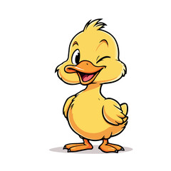 Vsai cute yellow duckling winking and smiling cartoon character