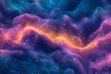 Fototapeta premium Abstract Cosmic Background With Glowing Purple Pink And Blue Wave