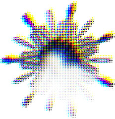 Polka dot mandala illuminated from below. Copy space for text. Vector.