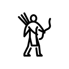 Archer holding bow outline icon. archer figure line art illustration.