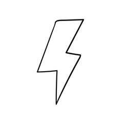 cartoon style lightning bolt, Hand drawn doodle lightning bolt isolated on white background