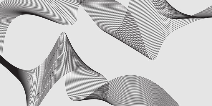 Elegant abstract design featuring monochrome wavy fine lines intertwined against a white background. vector