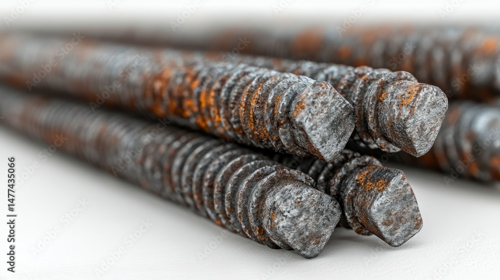Poster close-up of rusty reinforcing bars