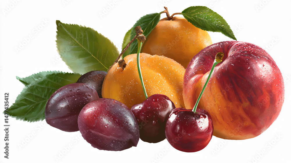Poster set of unlike types of fresh yield isolated on a transparent background.