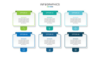 Business infographic template. 6 Step timeline journey. Process diagram, Infograph elements vector illustration.