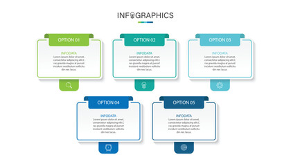 Business infographic template. 5 Step timeline journey. Process diagram, Infograph elements vector illustration.