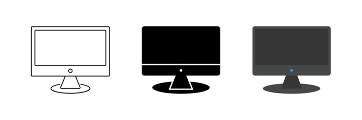 Vector icon set depicting monitors, ideal for computer and display designs.