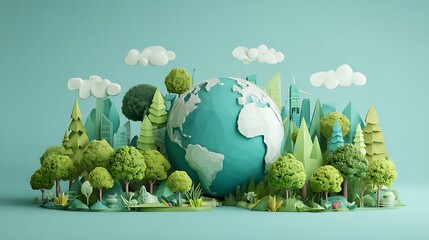 World environment and earth day concept with colorful eco friendly enviroment