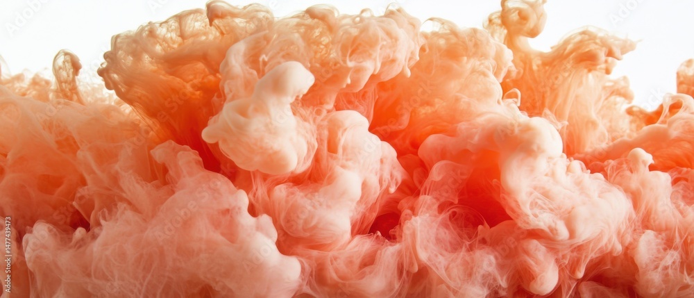 Poster abstract peach ink cloud swirling in water close up shot artistic expression fluid dynamics color mi