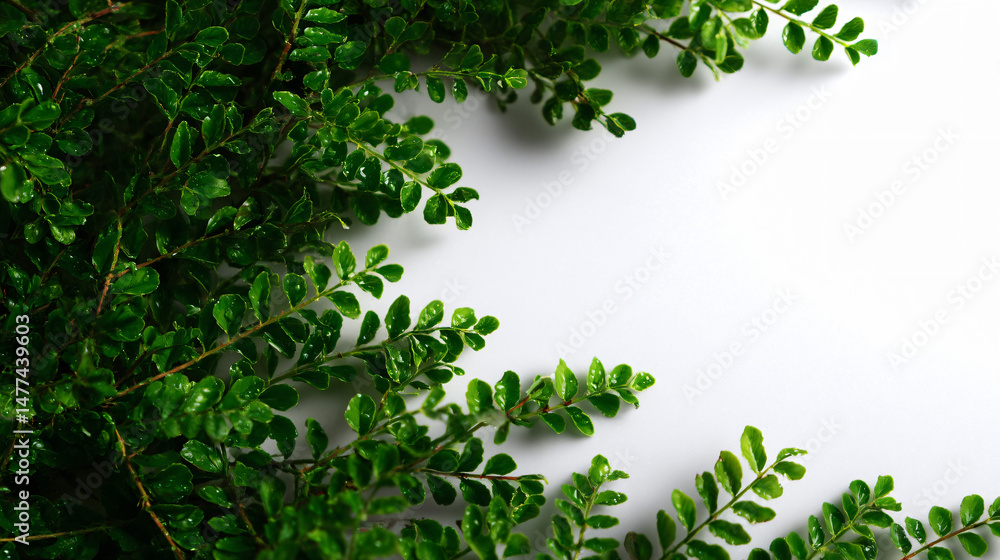 Poster simple greenery edge compose a white background.