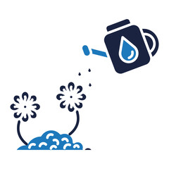 plant watering blue icon