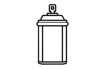 Outlined drawing presents a spray paint can with an identifiable and detailed nozzle on white