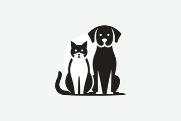 logo featuring the silhouette of a dog and a cat sitting side by side	