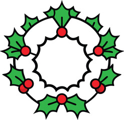 Christmas wreath with holly vector illustration
