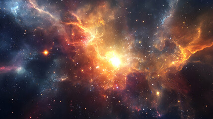 Fototapeta premium Vibrant Cosmic Nebula with Stars and Bright Celestial Light Effects